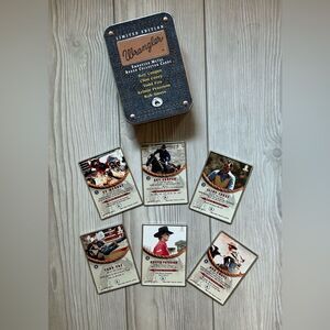 Wrangler Embossed Metal Rodeo Collector Cards In A Metal Tin. Pre-Owned 6 Total